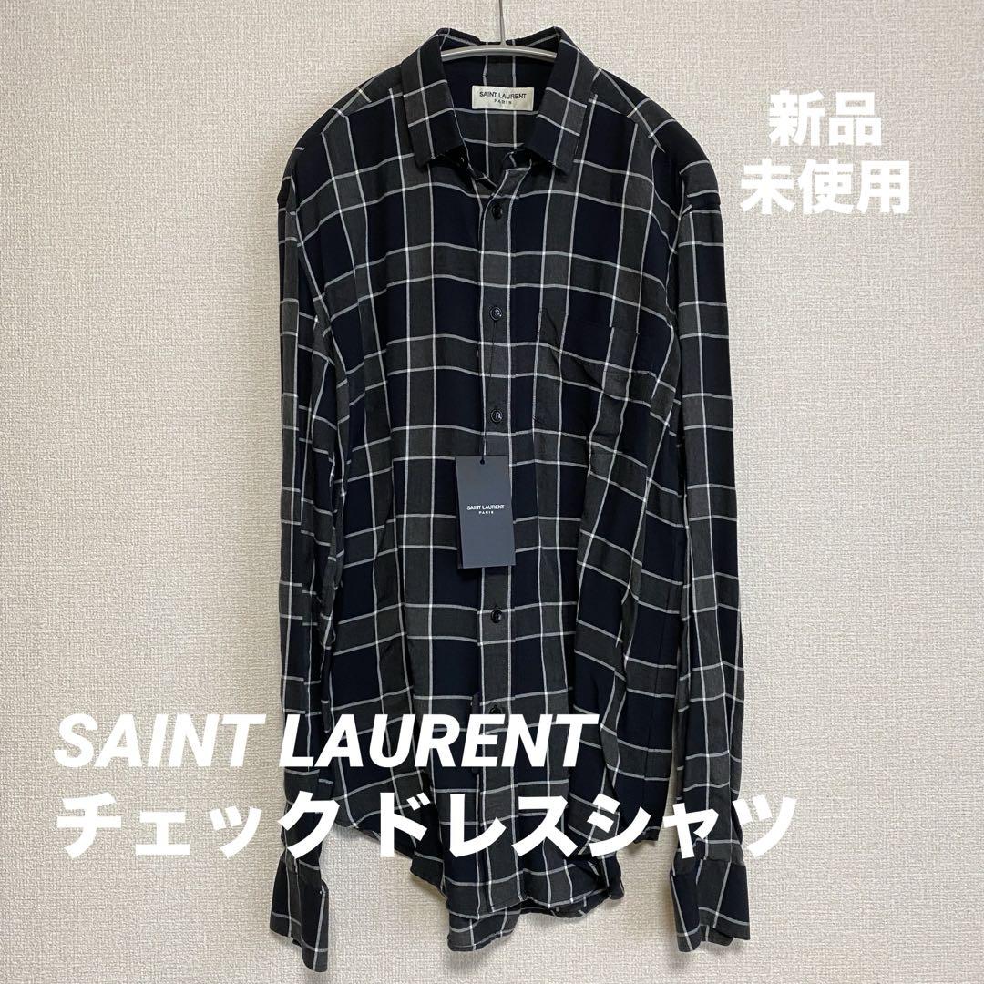 SAINT LAURENT Checked Dress Shirt with Distressed Finish