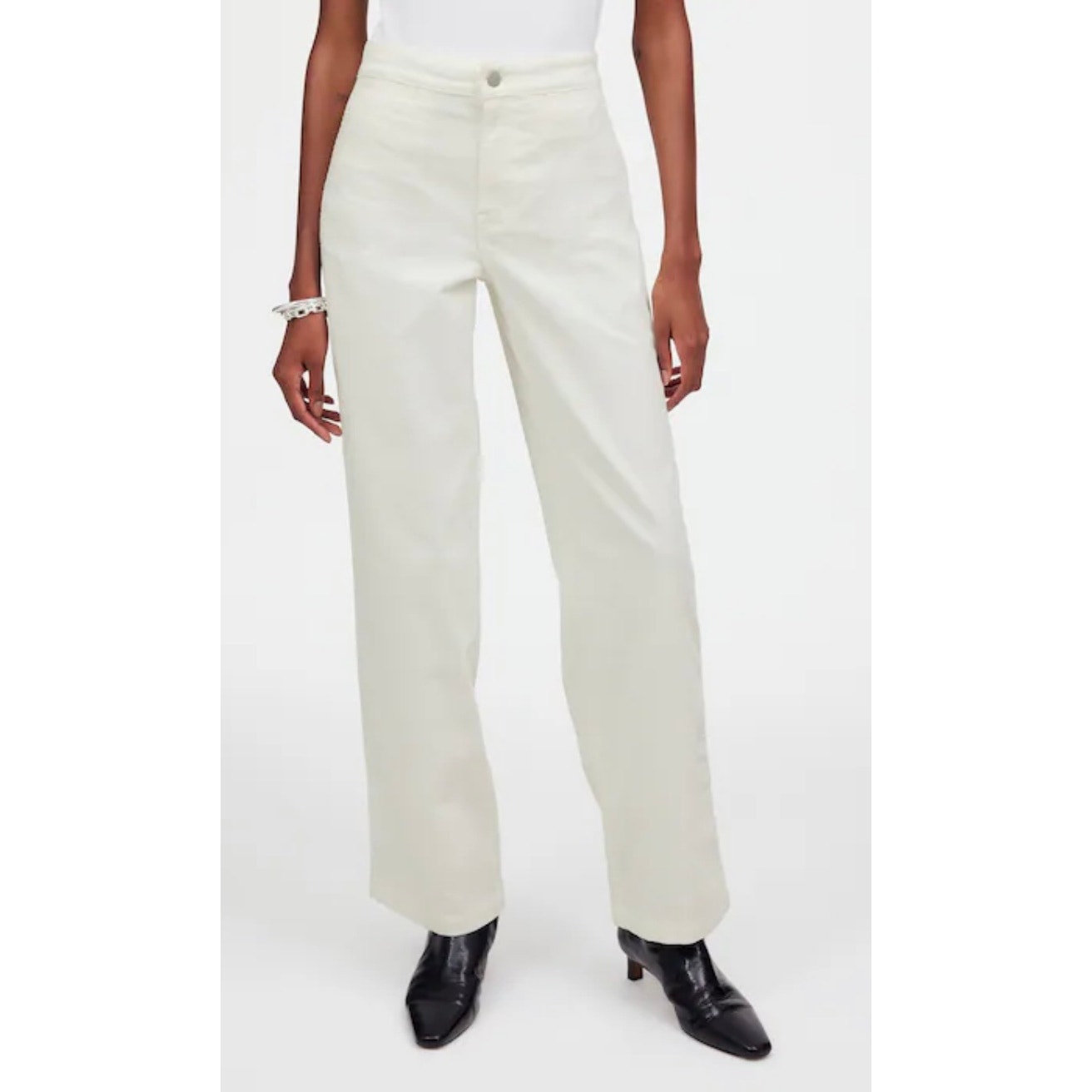 Madewell NWT Women’s White Emmett Wide Leg Corduroy Jeans size 32