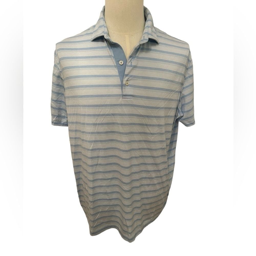 Johnnie-O Rochdale Striped Stretch Jersey Polo XL Blue