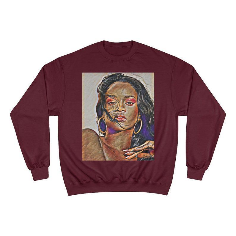 Champion Eco Crewneck Sweatshirt, Custom Rihanna, Gray