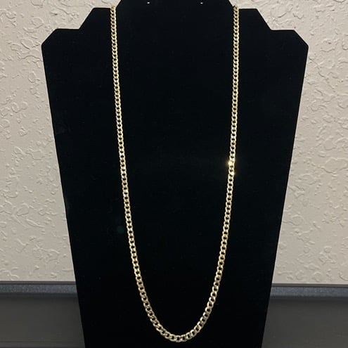 Cuban Link 24 inch 4 mm Gold Over 925 Silver Chain Necklace