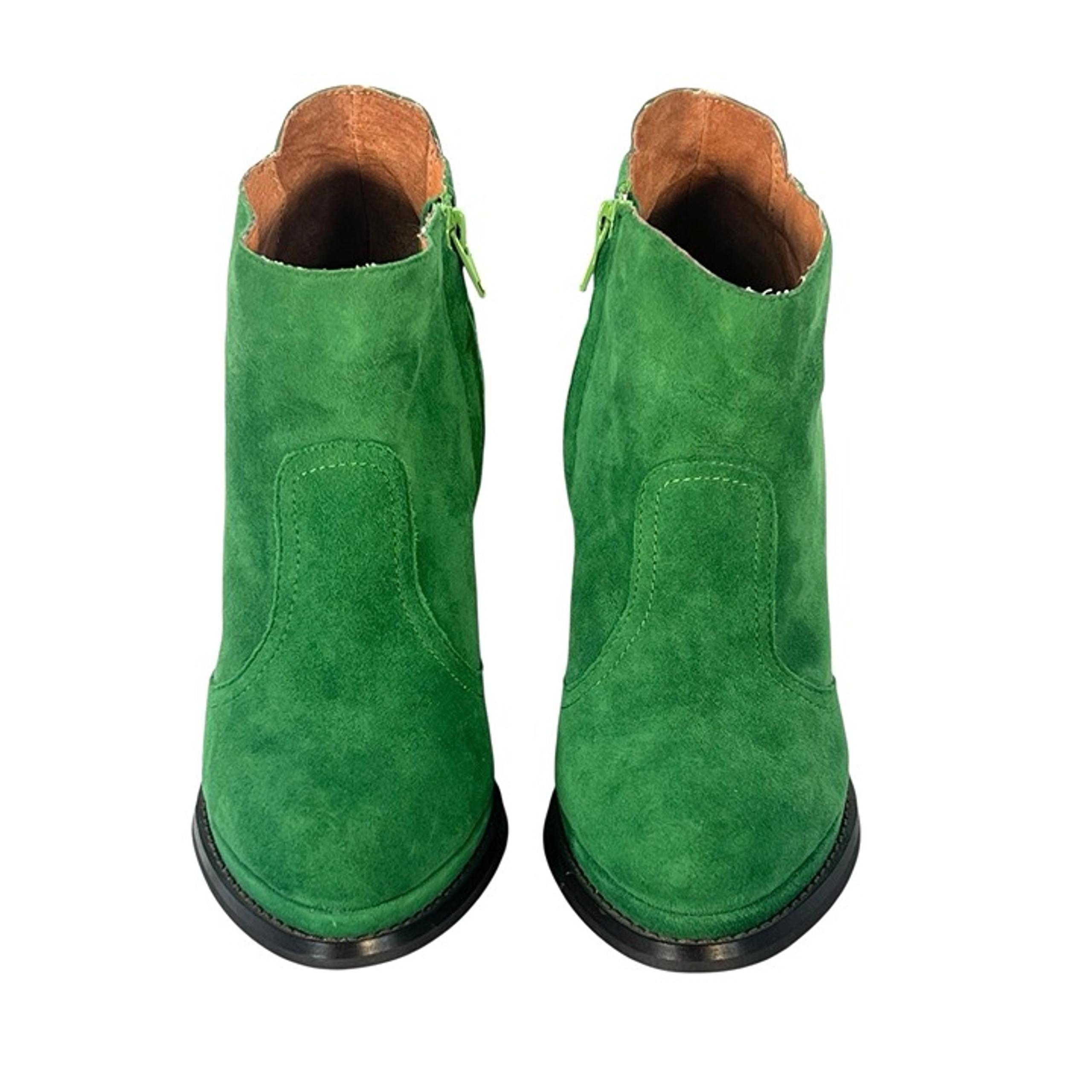 JEFFREY CAMPBELL Handmade Ibiza Last suede emerald green ankle bootts 7.5
