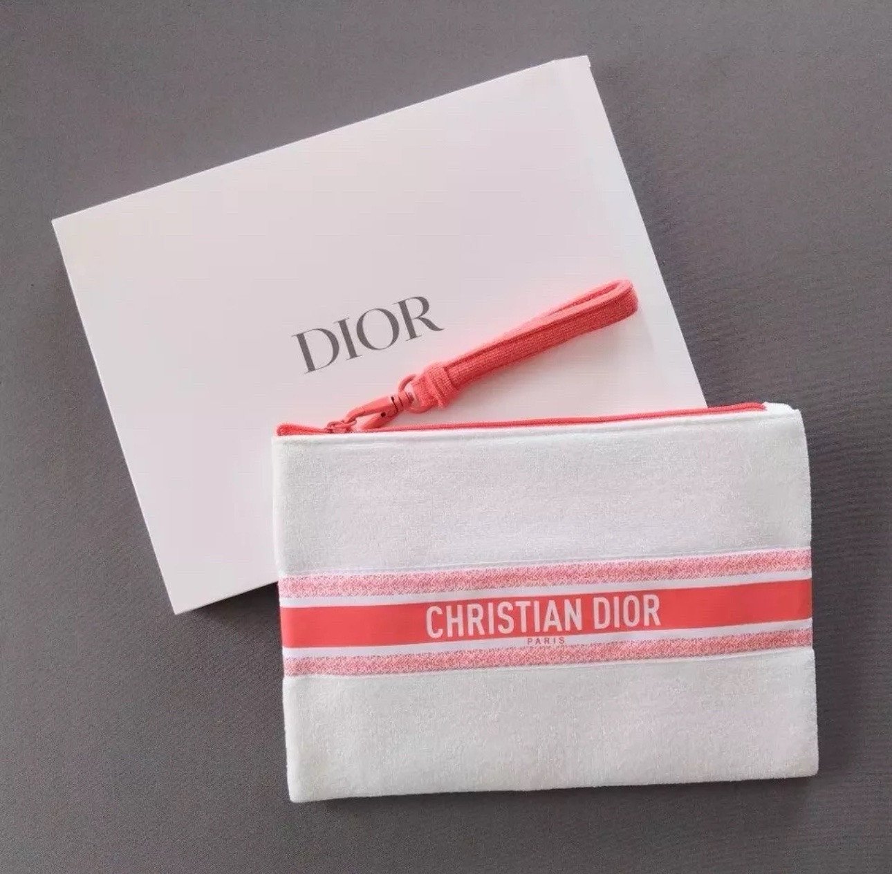 Christian Dior Summer 2024 Novelty Pouch Towel Fabric 17 × 24 cm New
