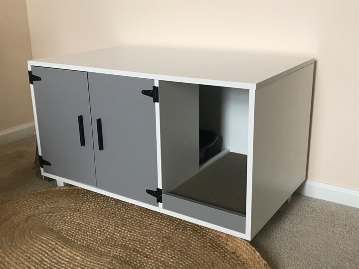 NEW! Modern Wood Pet Crate Cat Washroom Hidden Litter Box Enclosure