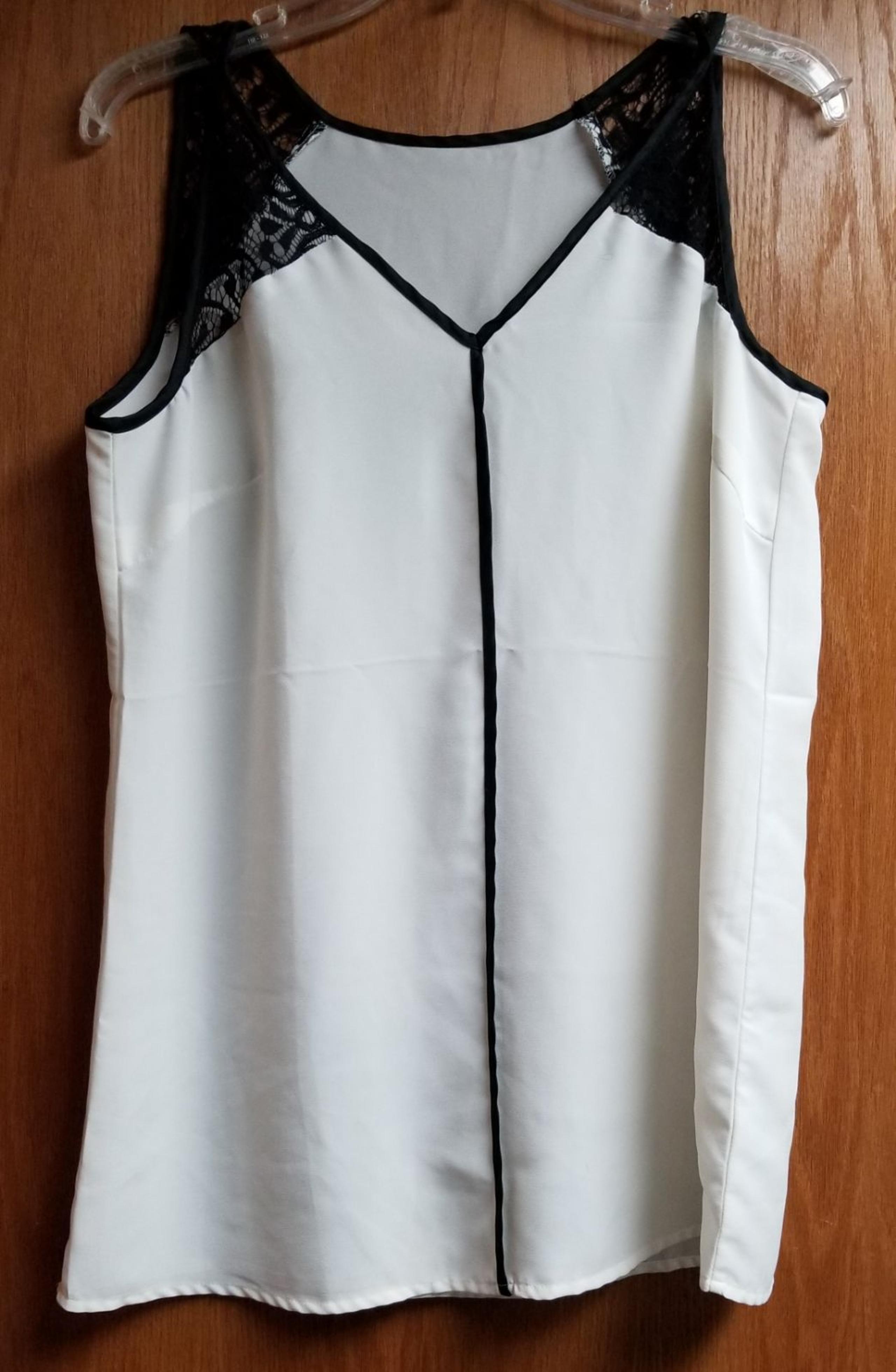 Womens Cream and Black Blouse with Lace