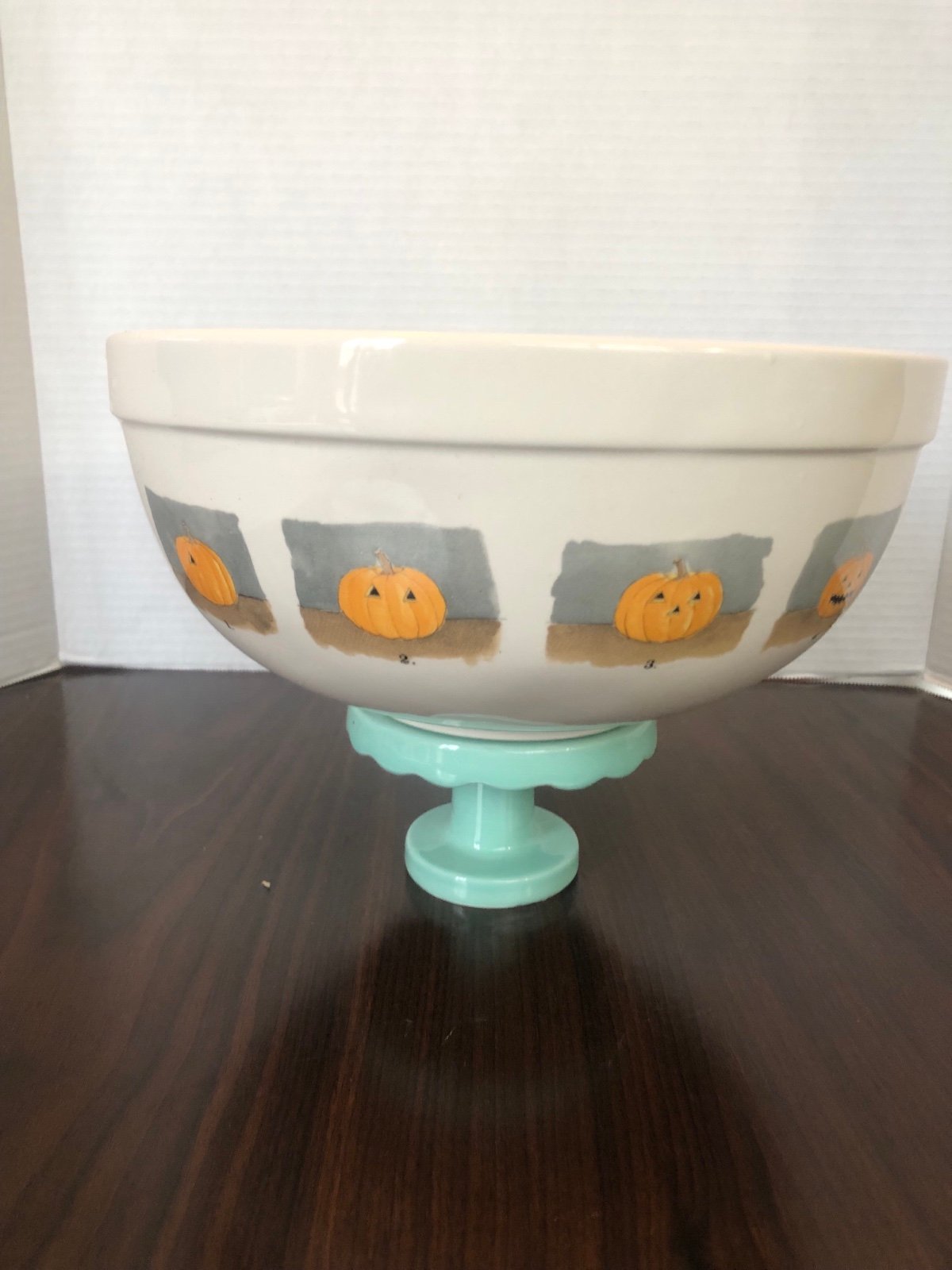 Rae Dunn Happy Halloween Pumpkin Jack O Lantern Ceramic Mixing Bowl 10”