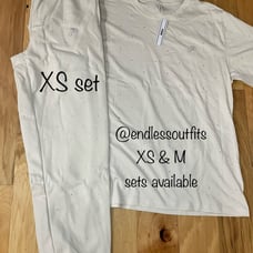 VS PINK WHITE SHELL BLING FLEECE SWEATPANTS & BLING CAMPUS TEE size XS