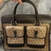 Dooney & Bourke Signature Fabric Double Pocket Tote Brown Tmoro Leather