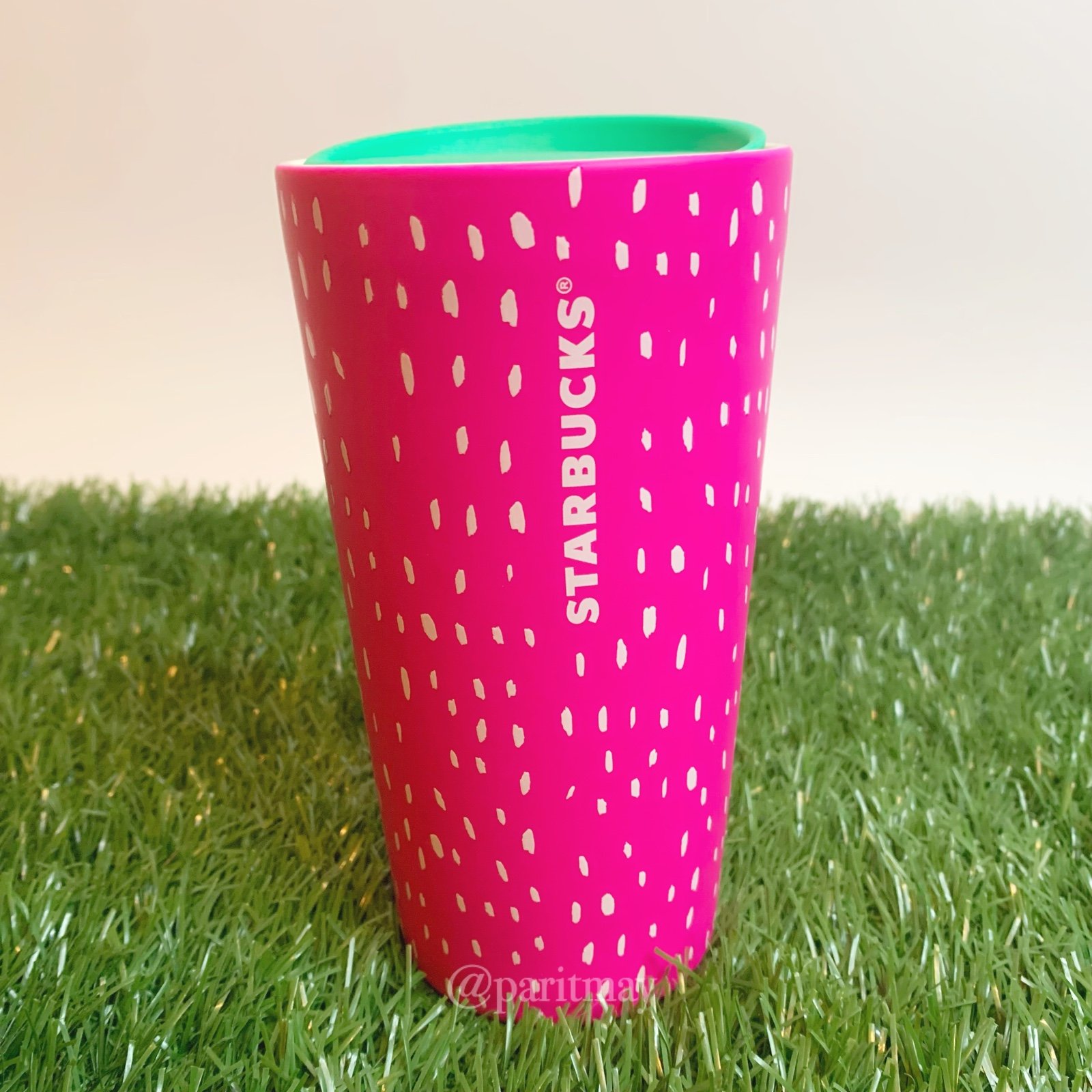 Starbucks 2022 Summer Dots Strawberry Neon Pink Ceramic Tumbler - 12oz (NEW)