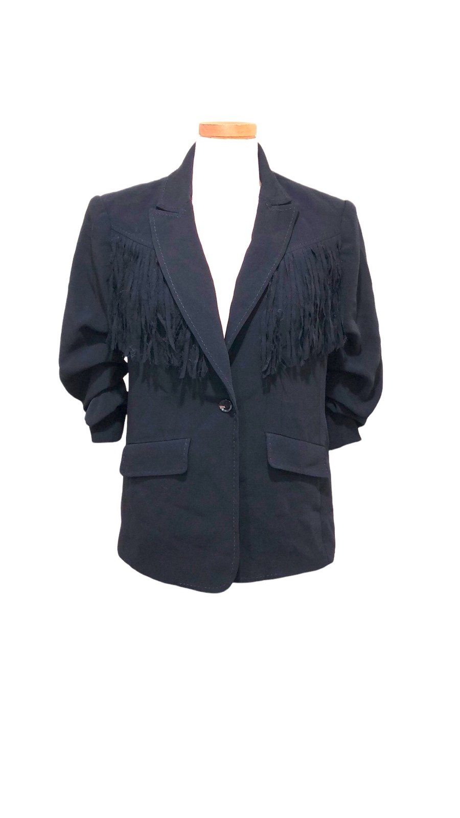 Cinq A Sept Altered Dani Fringe Blazer Size 4 Black