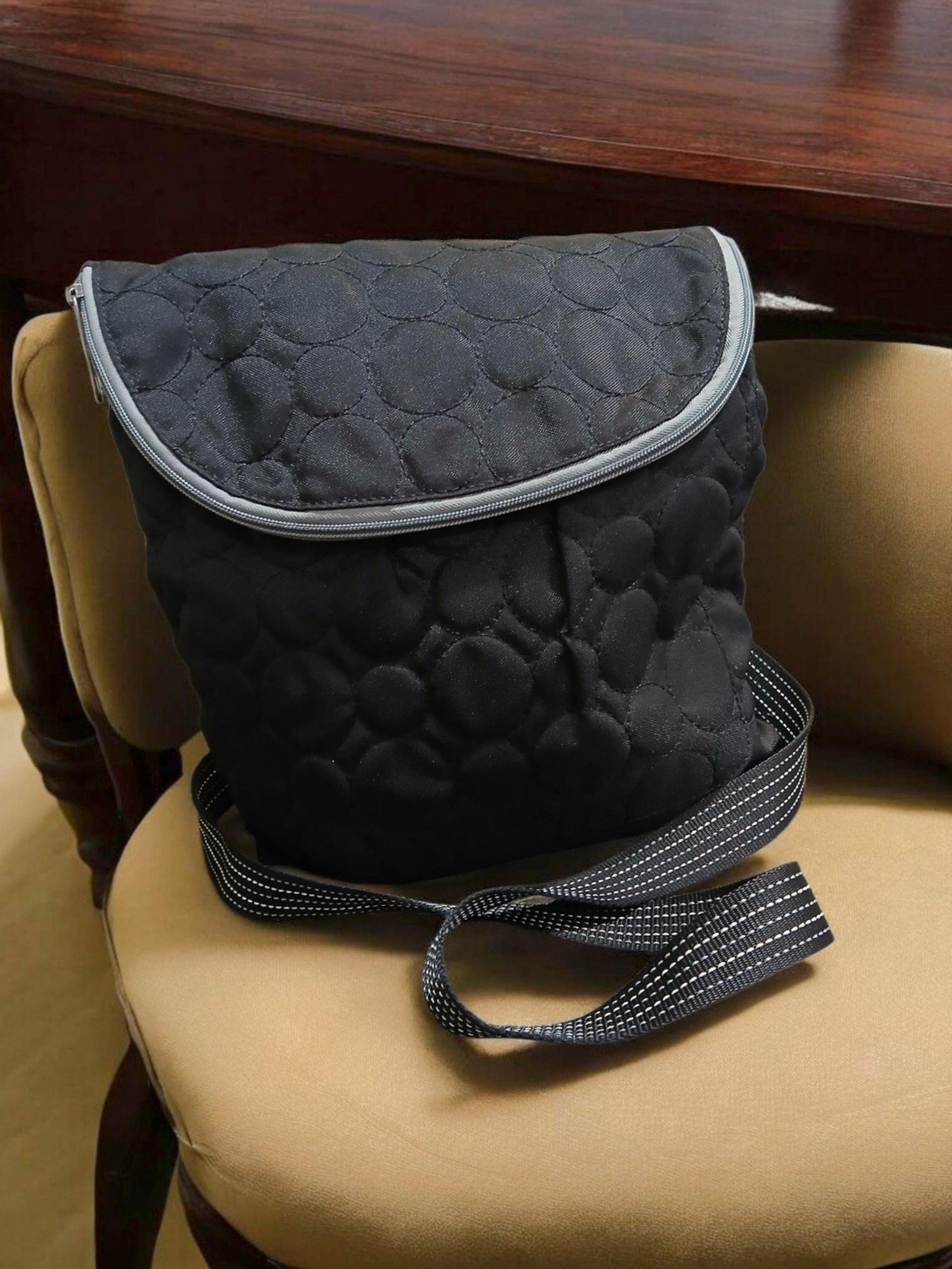 Thirty-One Black Quilted Hobo Crossbody Purse Bag Womans
