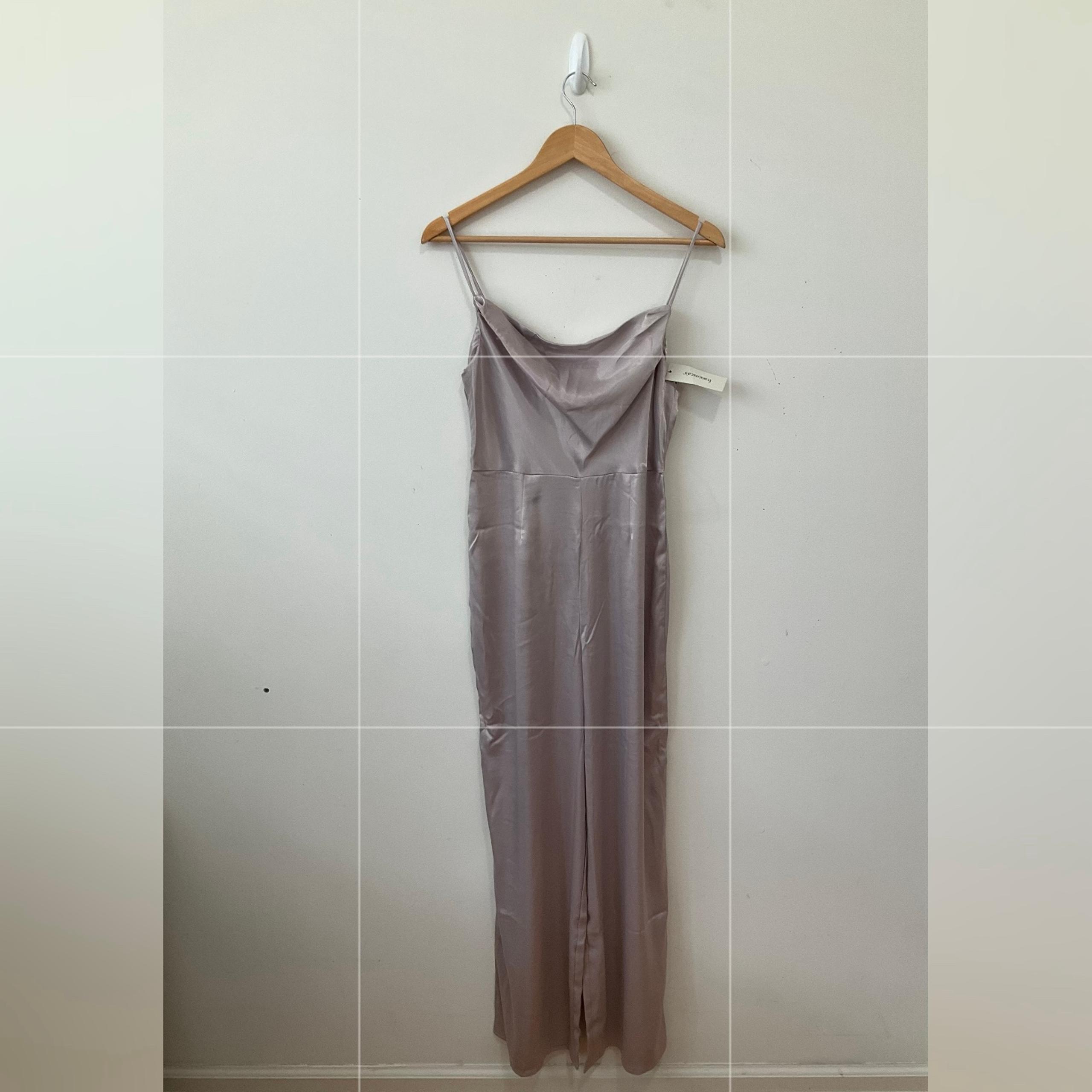 Francesca’s Collections  Womens Jumpsuit Pantsuit Cowl Neck Medium Champagne