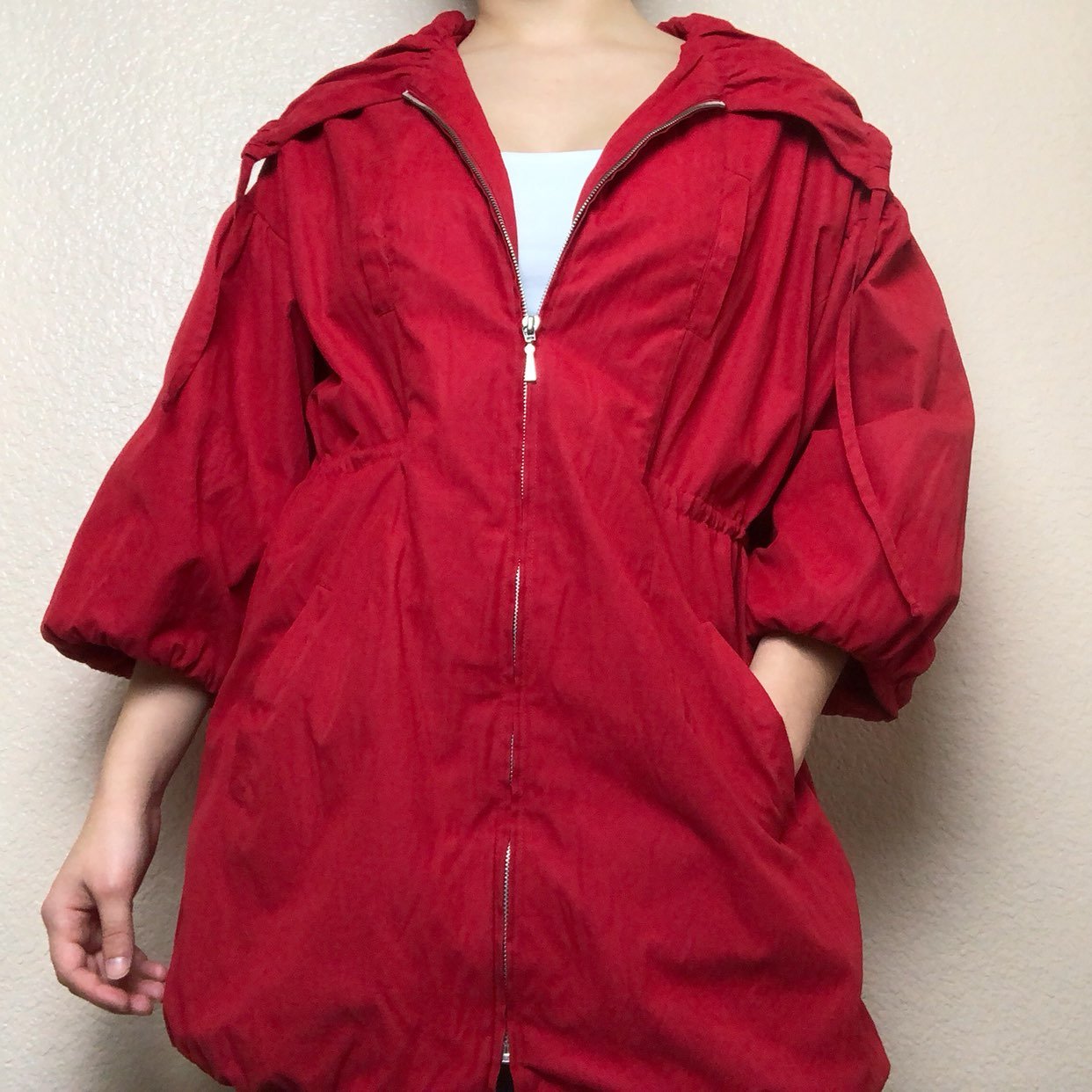 Red Balloon Sleeve Classy Rain Coat