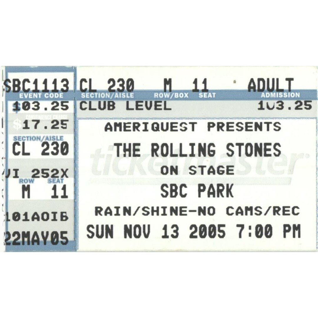 Vintage 2005 Rolling Stones Metallica Everclear Concert Ticket Stub San Fran CA