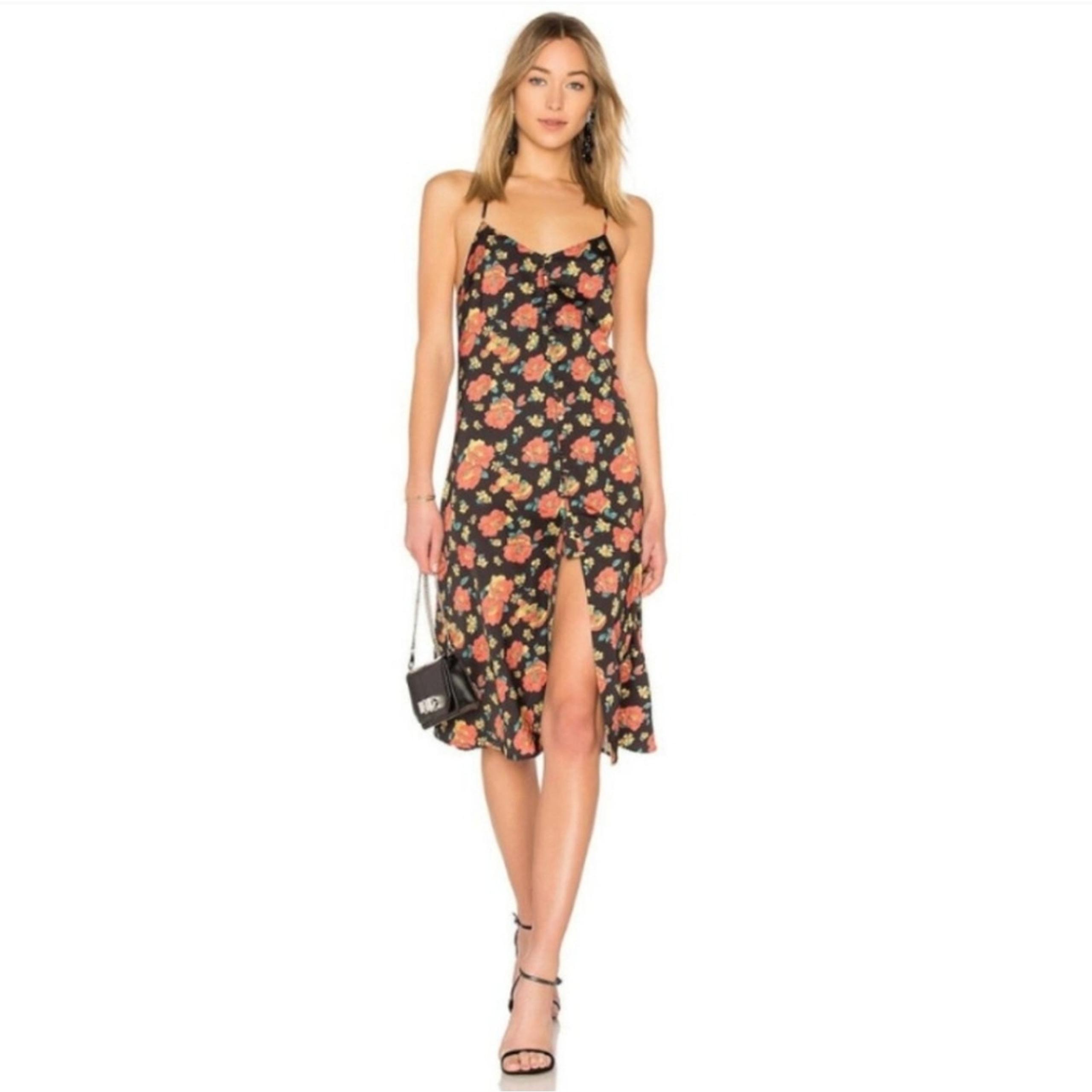 LPA revolve floral button-up slip dress rose garden open back Sz XL