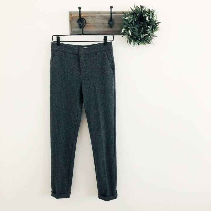 NWT Ecru Gray Herringbone Cuffed Trouser