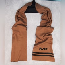 Michael Kors Warm Winter Scarf Solid Brown Logo Accent.