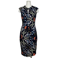 Ted Baker Kairra Kyoto Gardens Bow Neck Dress Ted/3 US/8 Blue Floral Midi Spring