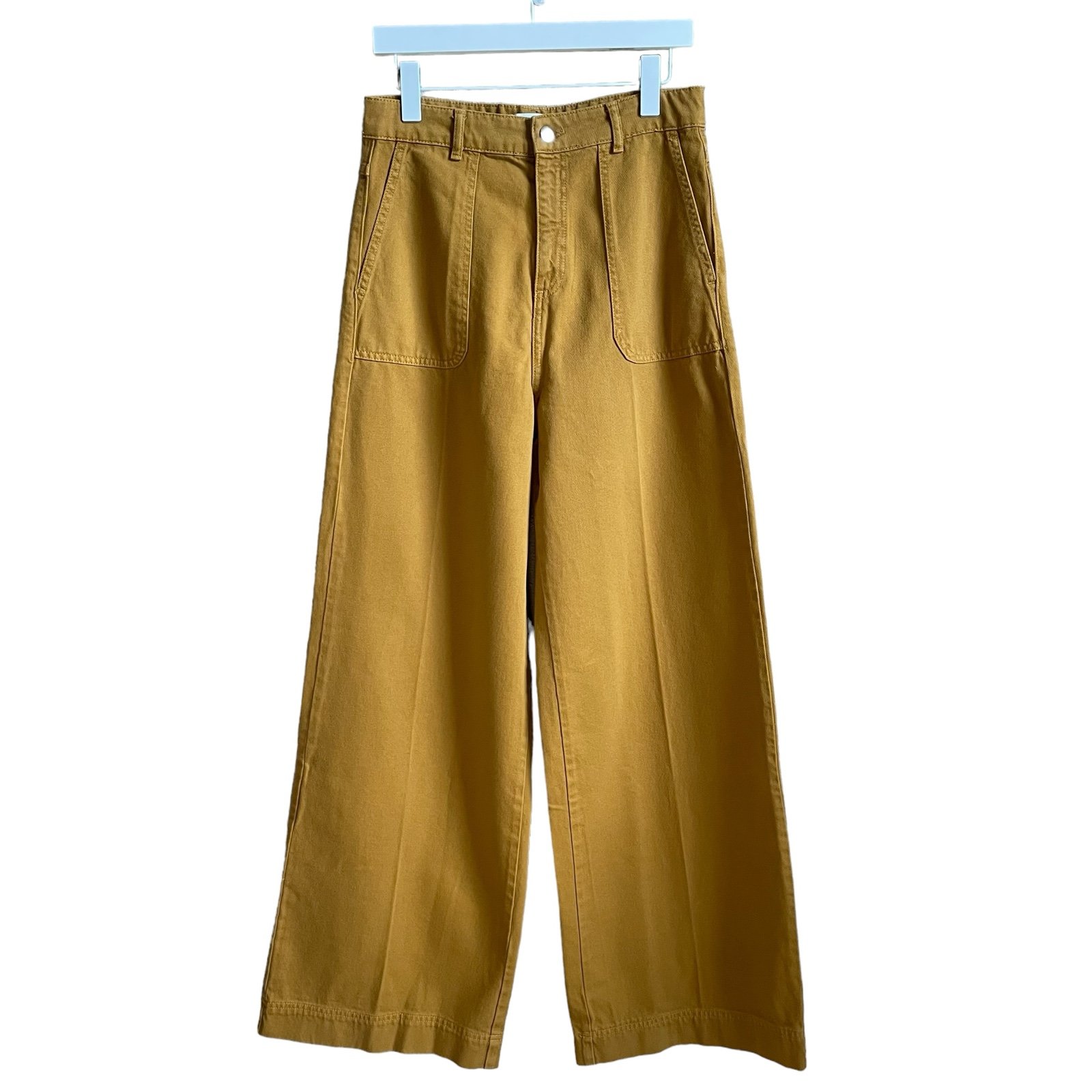 BA&SH Dixon Cotton Twill Wide Leg Pants In Ocre Brown Size 10 Utility Craftsman