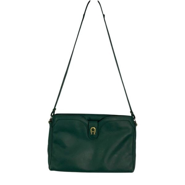 Vintage Etienne Aigner 80s Medium Leather Handbag Shoulder Bag Green