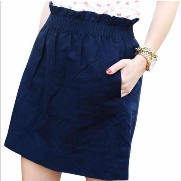 J crew linen blend paper bag chambray skirt