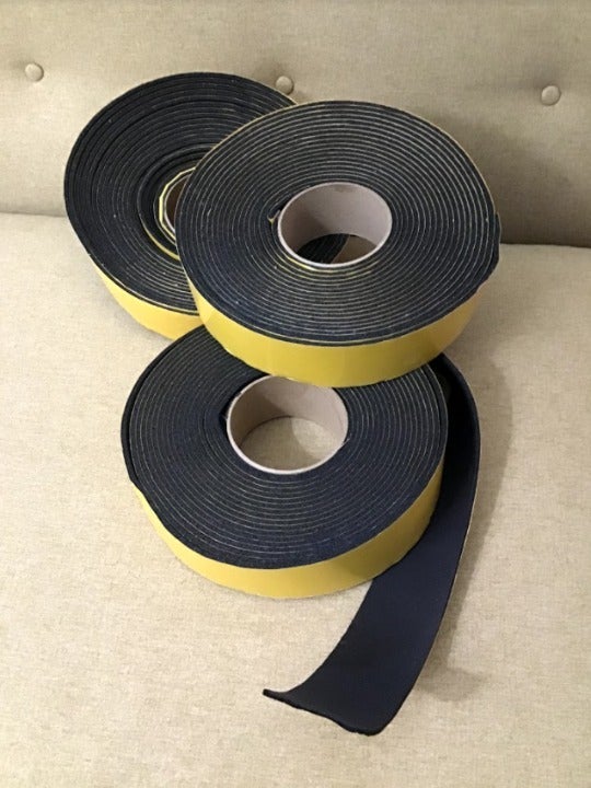 3-ROLLS of Weather Stripping; 2 wide x 1/8 thick Foam Strip...75-feet