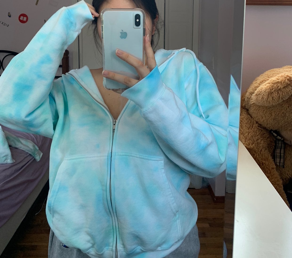 Cool Mint tie dye zip up hoodie