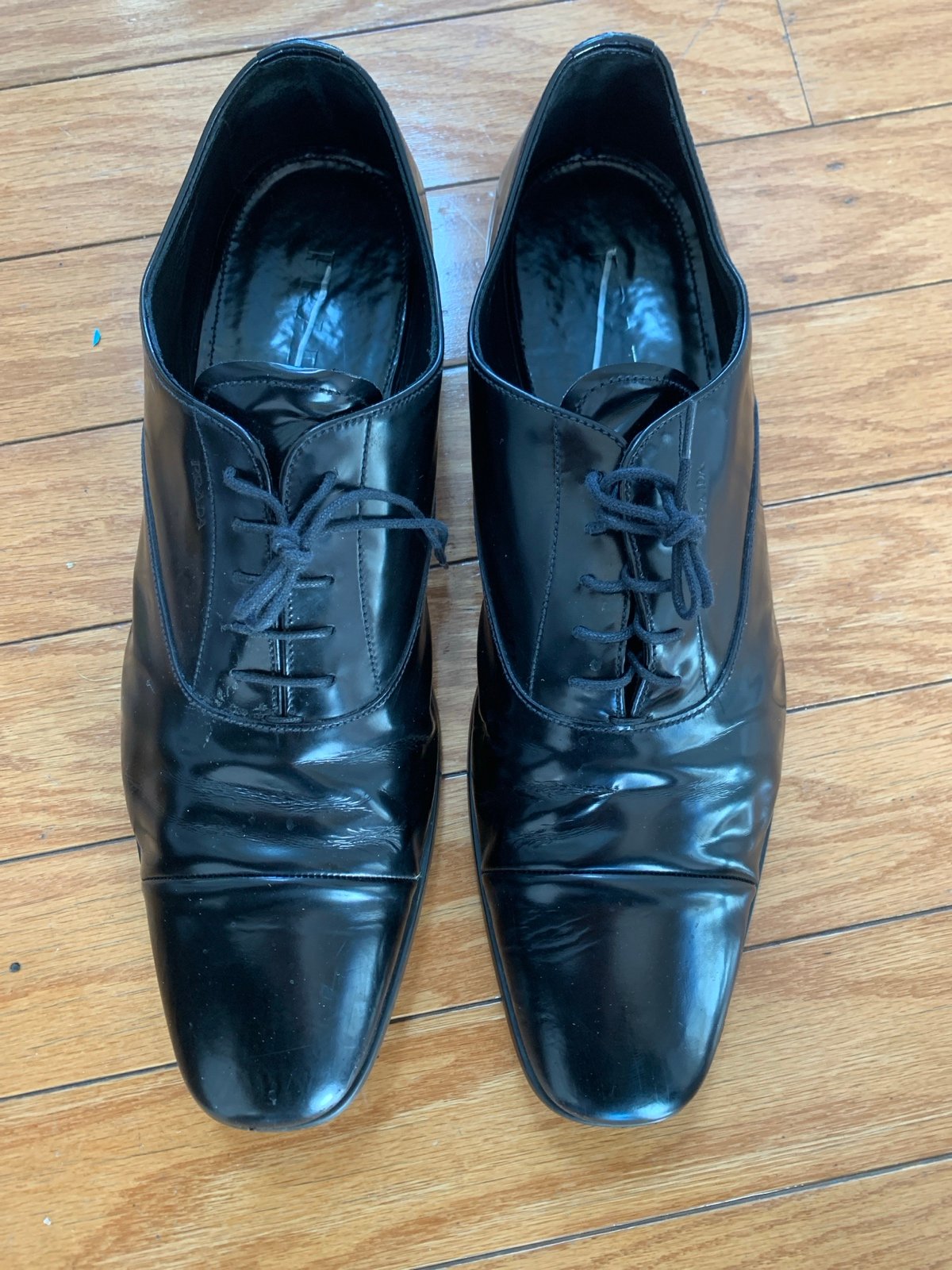 PRADA BLACK PATENT LEATHER SHOES MEN DRESS 2EE SHOES US SIZE 12