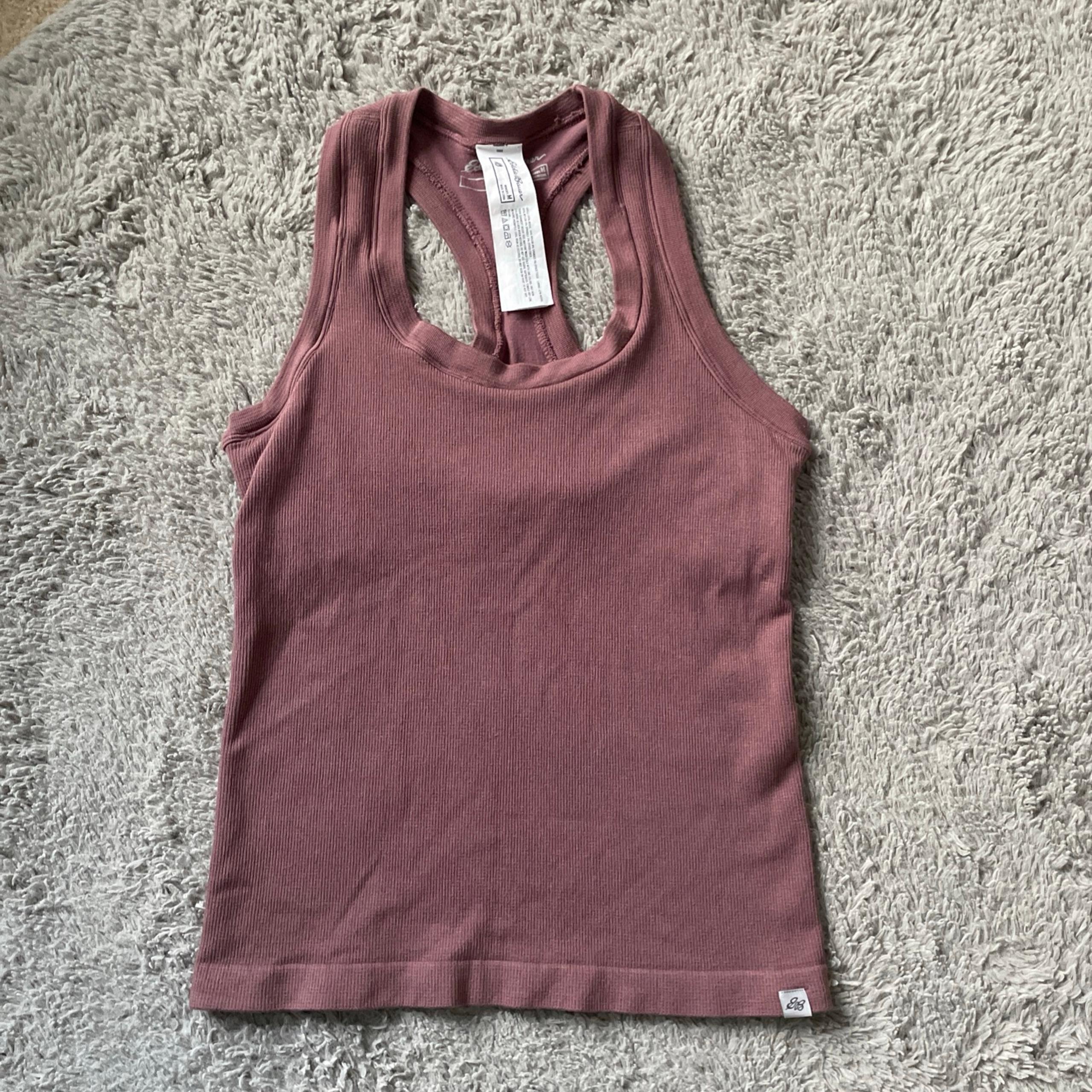 Women’s Eddie Bauer Tank Size M Racerback Shelf Bra Mauve Ribbed Soft Activewear