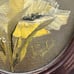Antique Oval Original Oil Painting Yellow Poppy Wood Carving Frame Artist Signed