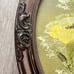 Antique Oval Original Oil Painting Yellow Poppy Wood Carving Frame Artist Signed