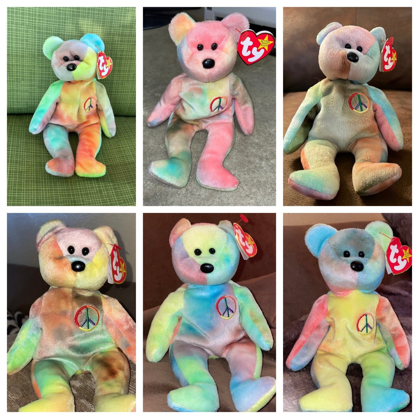 Ty Beanie Babies large lot of Peace bears