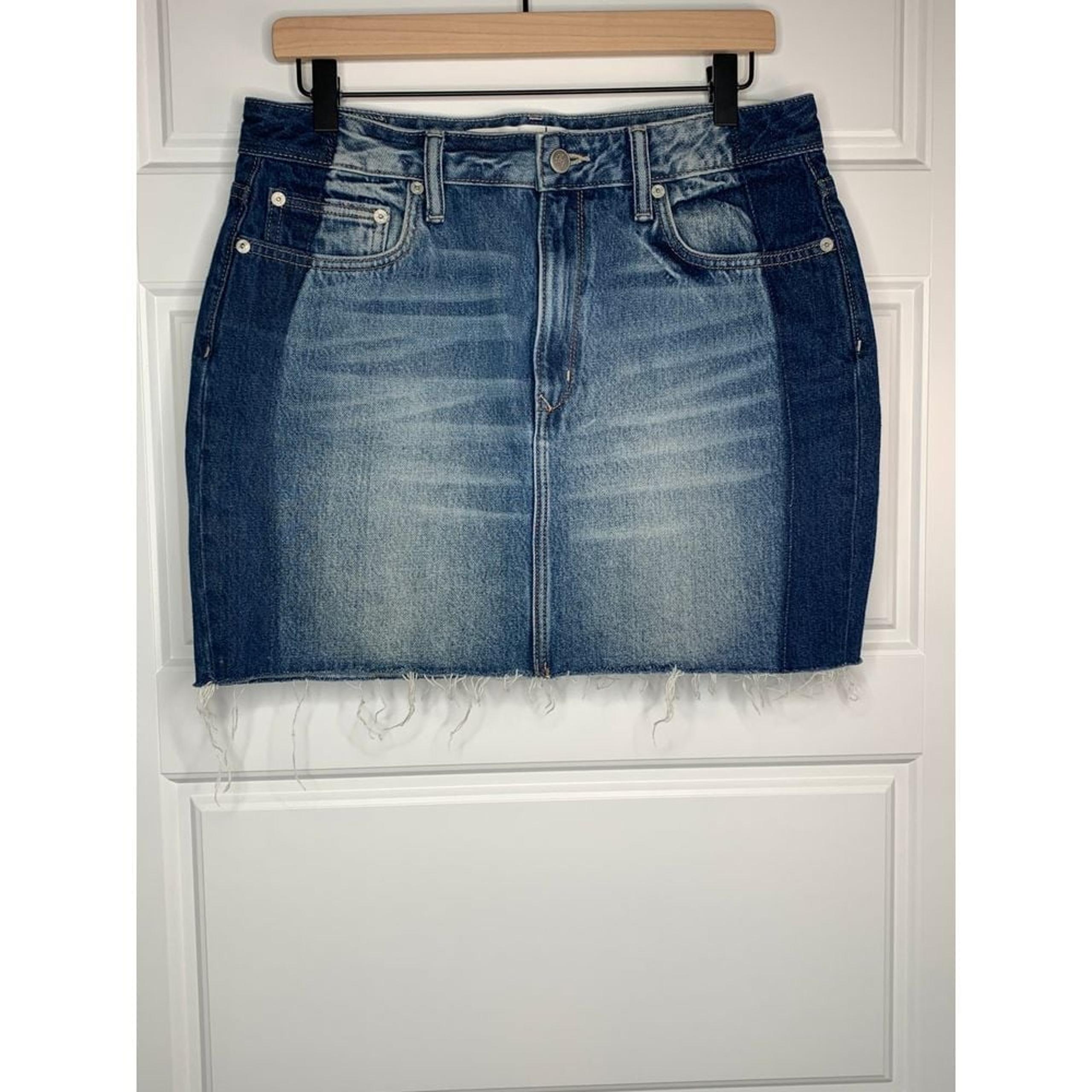 Lover + Friends Denim Skirt Womens 29 Blue Elijah Distressed Mini Cotton