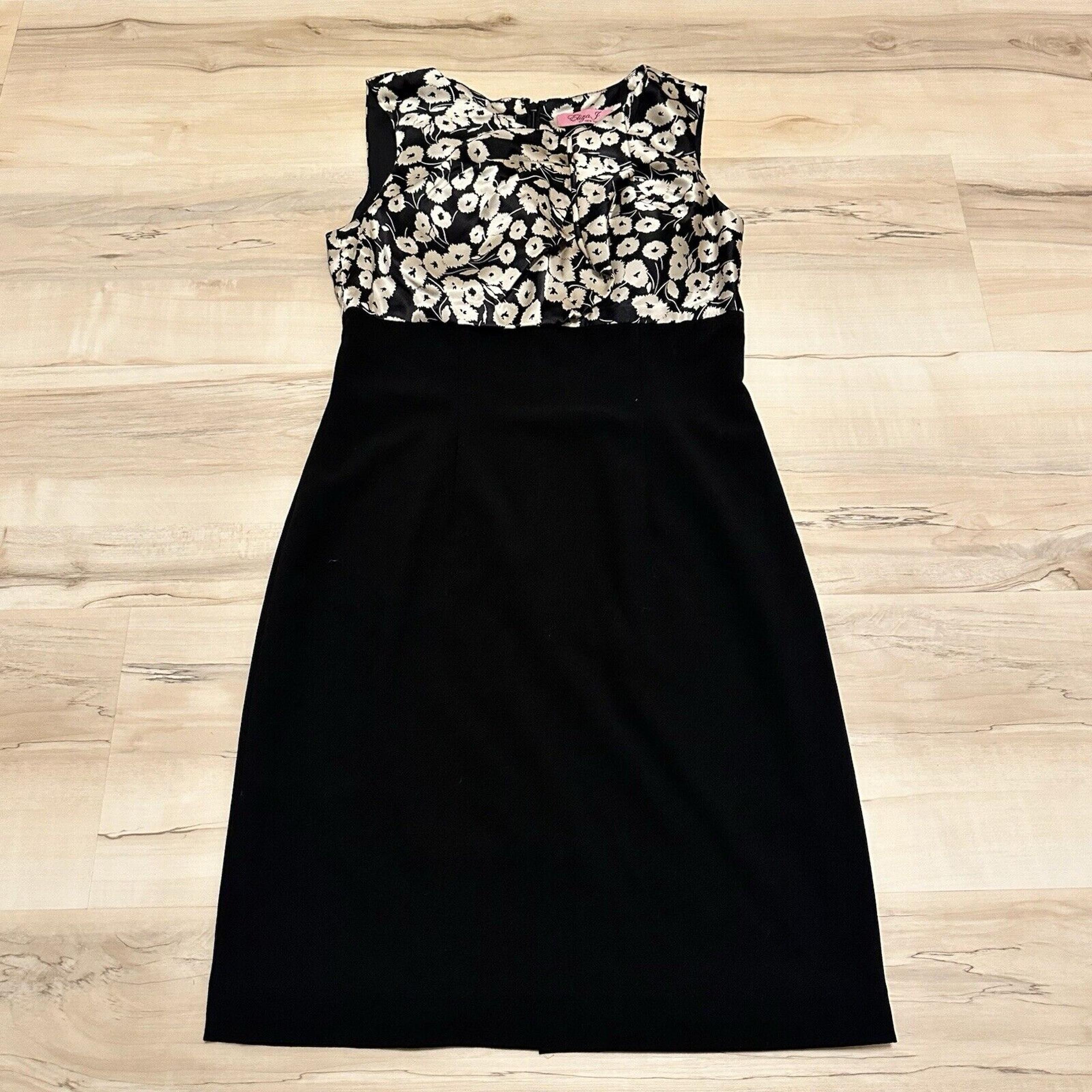 Eliza J Women 2 Dress Sheath Silk Top Floral Sleeveless Black