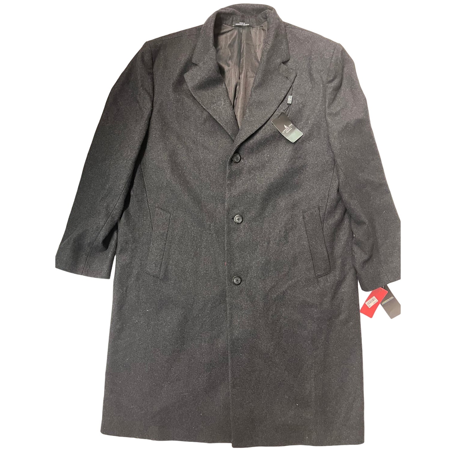 London Fog Gray Wool Blend Men's Long Coat Overcoat Size 48L