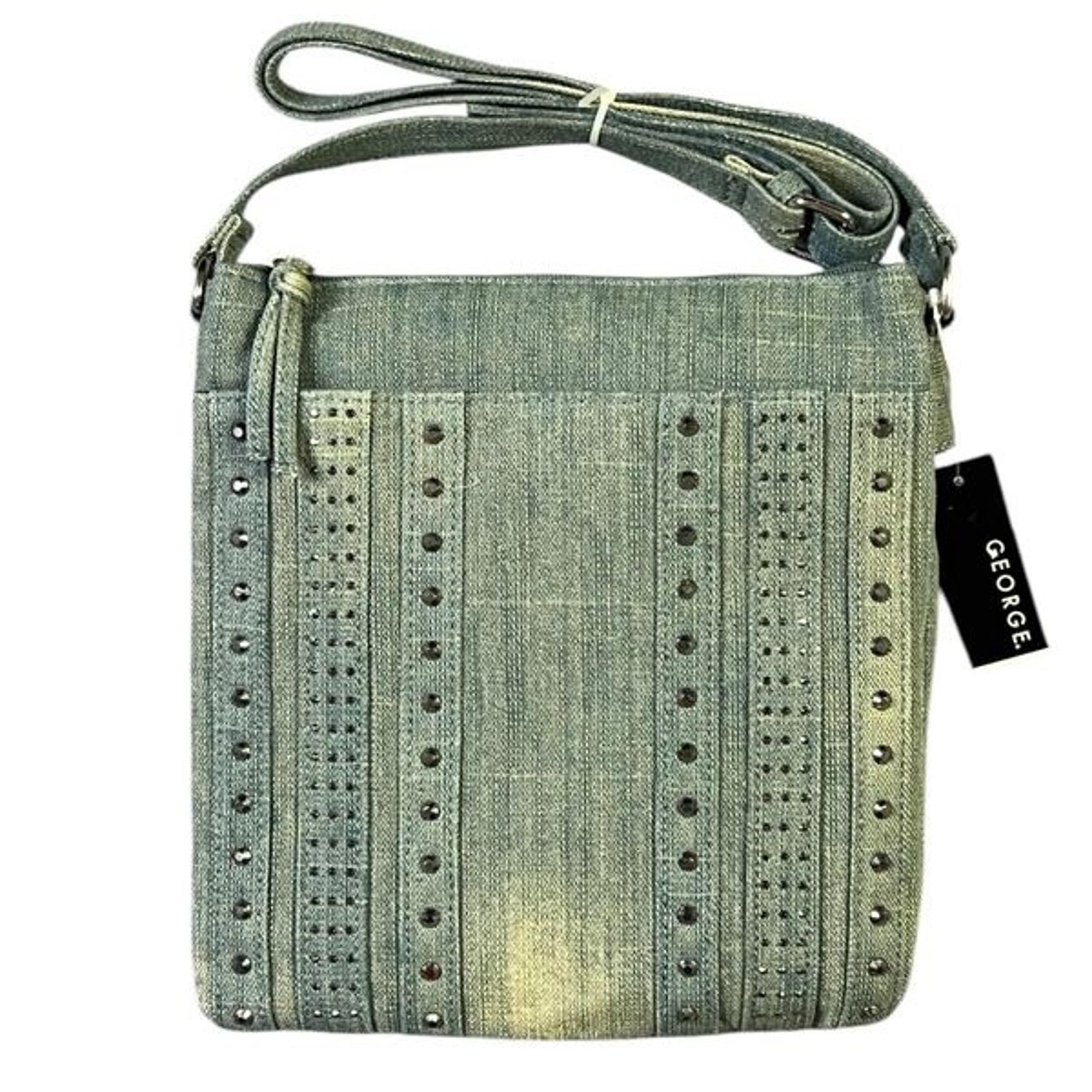 GEORGE Crossbody Purse Messenger Blue Denim NEW Sophia Silver Bling One Size