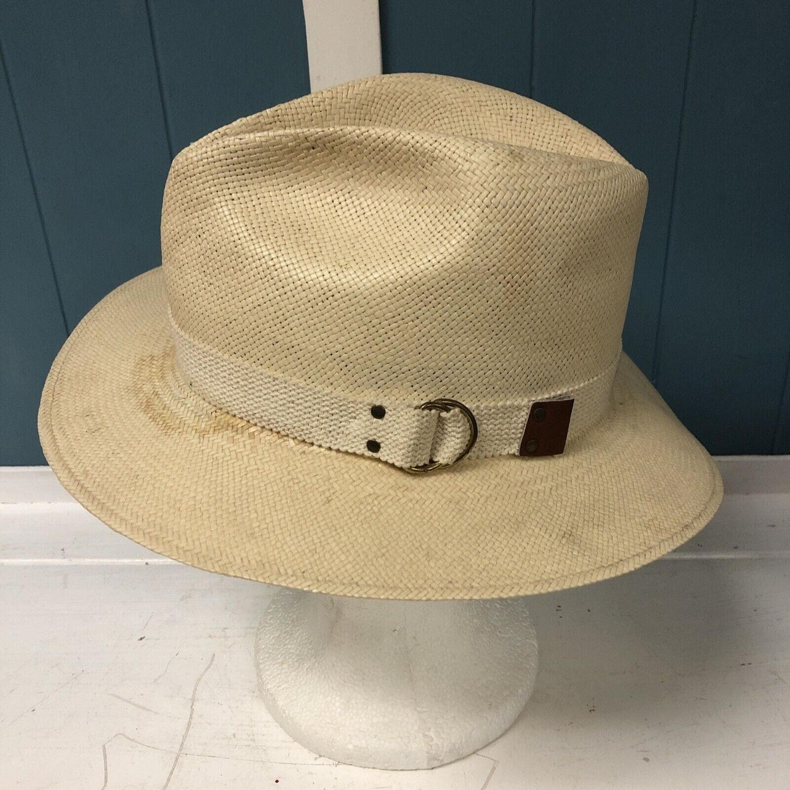Vintage Dorfman Pacific Panama Straw Hat Handmade Mens Large Tan With Band USA