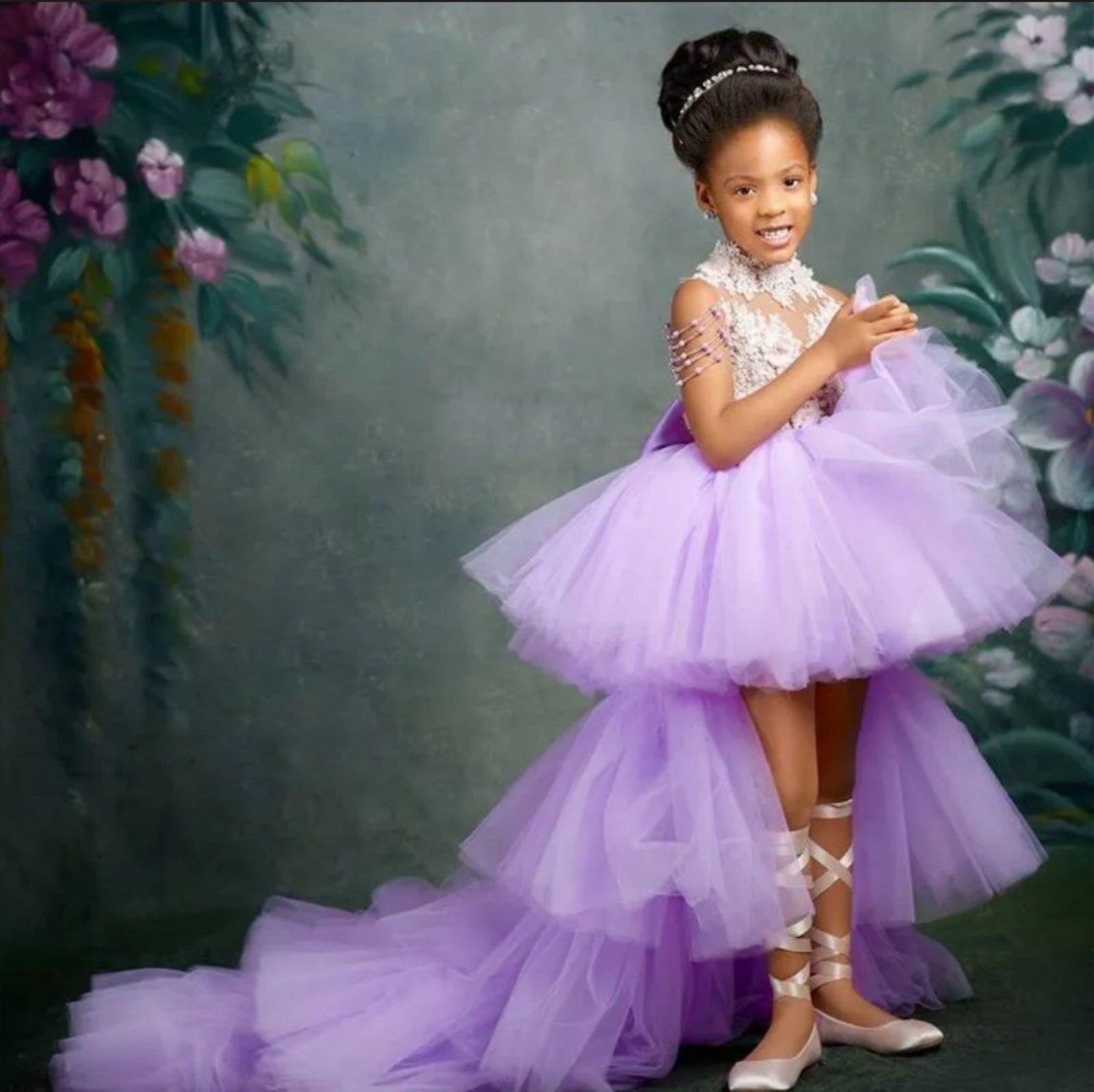 purple high low ruffle for 6 yr girl