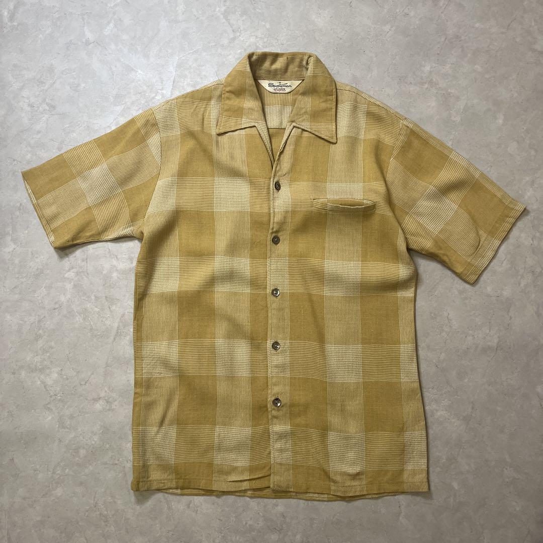 通販 激安 60s 70s check shirt yellow トップス