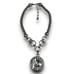 Y2K Vintage Silver Toned Statement Unbranded Chunky Necklace With Two Disco Styl