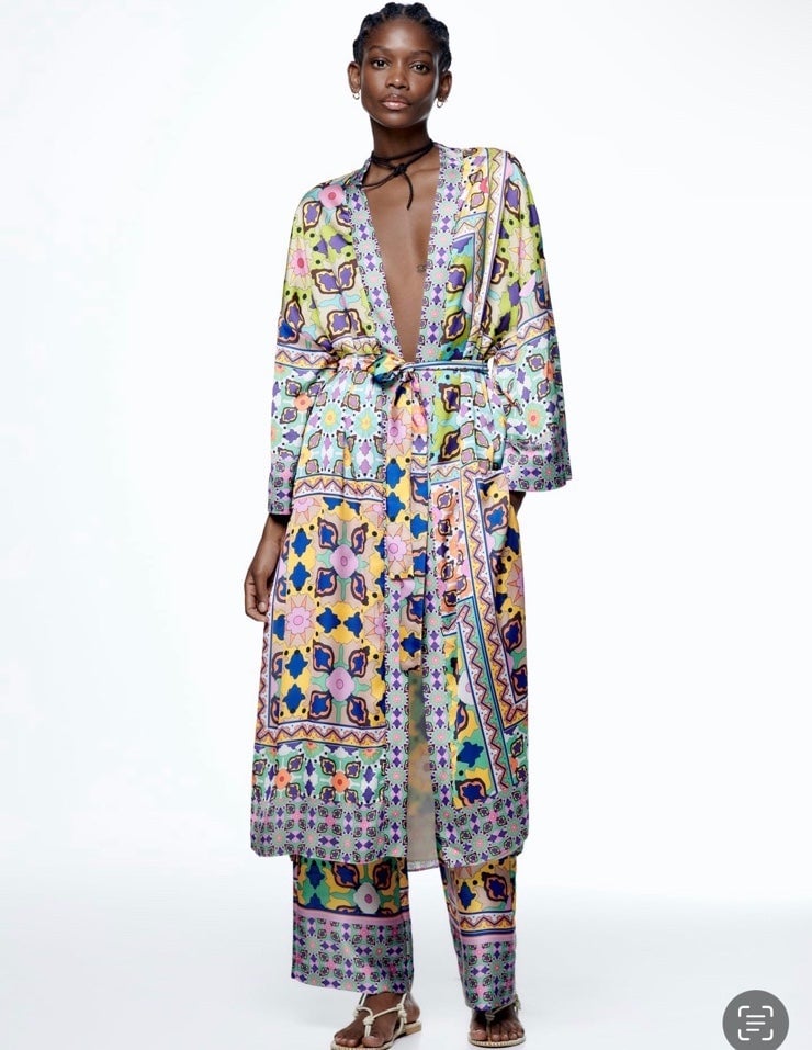 Zara belted printed kimono