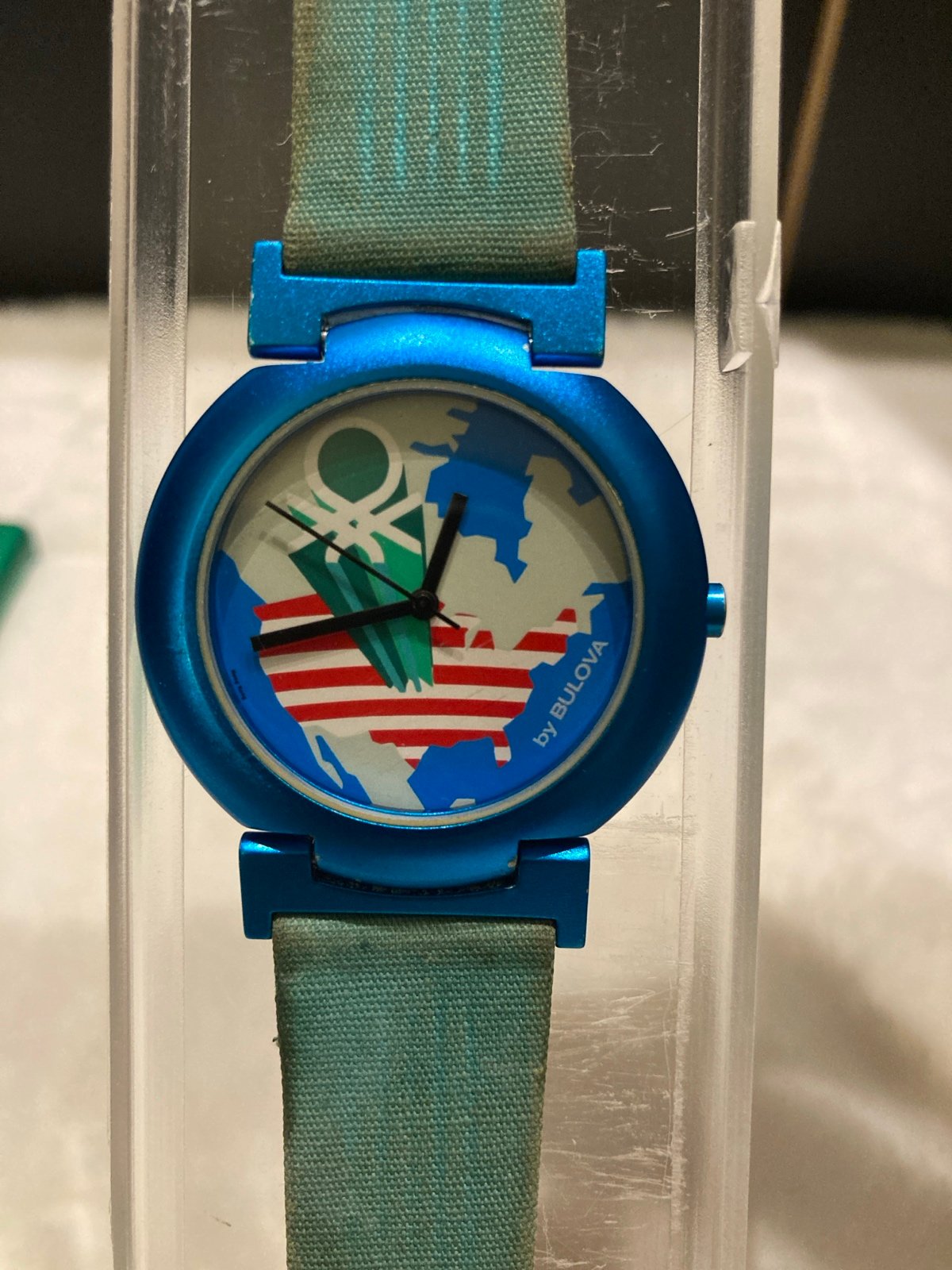 Benetton by Bulova RARE VINTAGE Quartz Watch America map FUNKY!! 80'S 90'S
