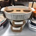 Rae Dunn Stuffing pot with wooden Spoon