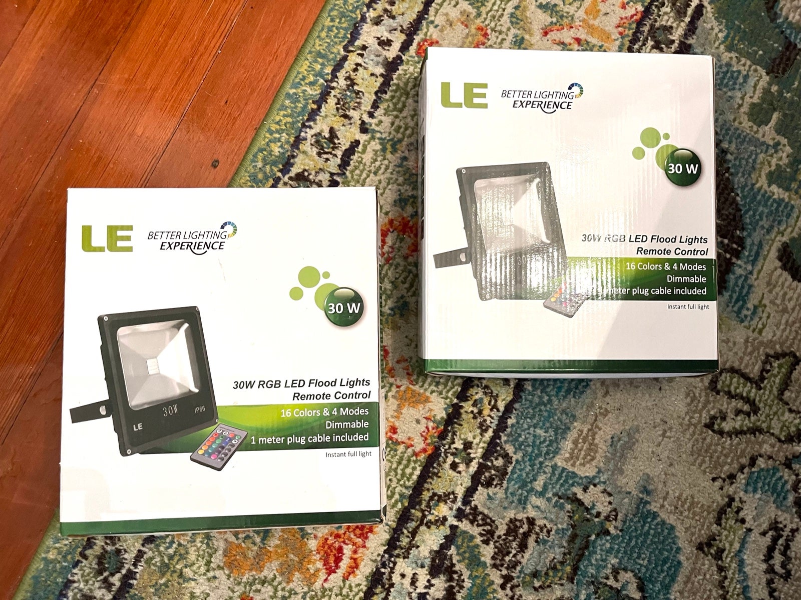 2 LE 30W RGB LED 16 Color Remote Control Flood Lights