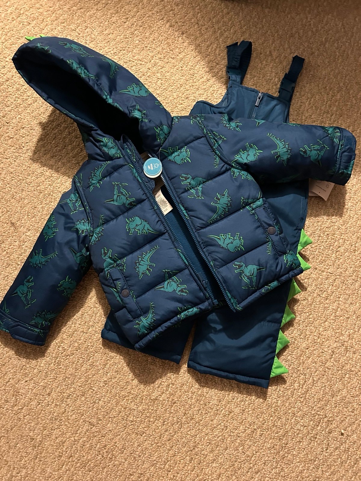 New w/ tags carters dinosaur winter coat & snow pants set