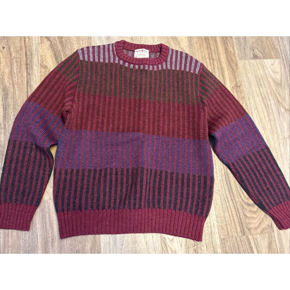 British Wool Mens Sweater Medium Lord Jeff Burgundy Worsted Wool