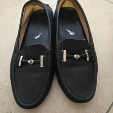 Tod's Shoes Black PEEBLE LEATHER Moccasin Loafers Womens Size 38.5
