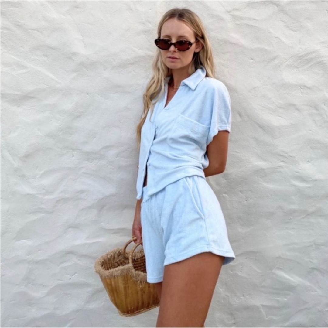 Araminta James Terry Set shirt shorts Powder Blue size S
