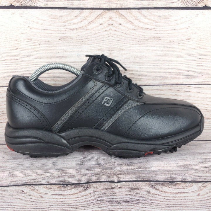 Footjoy Mens Greenjoys 45471 Black Leather Lace Up Golf Athletic Shoes Size 8 M