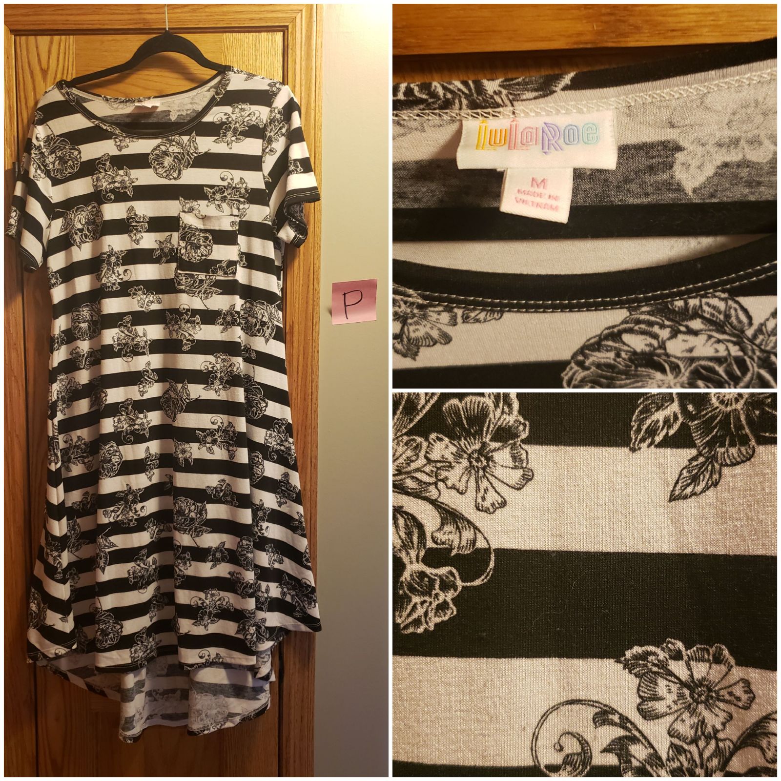 Lularoe Carly Medium Black and White Flo